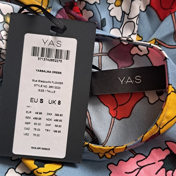 NWT Y.A.S Bold Floral Mini Wrap Dress - Picture 6 of 7